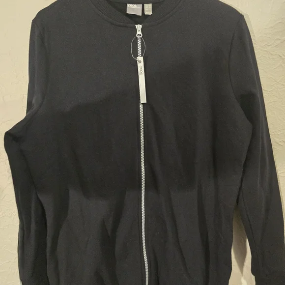 ASOS Black Zipup Sweatshirt Longsleeve Casual Top Streetwear Gorpcore Size 6 - Picture 6 of 14